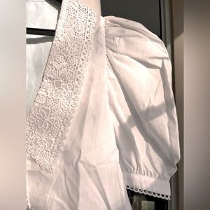 River Island Puff Sleeve Crop blouse in white. US 10